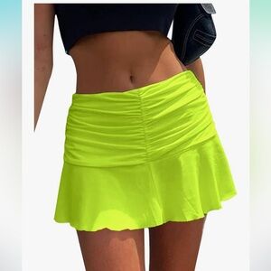 Neon rouched mini skirt